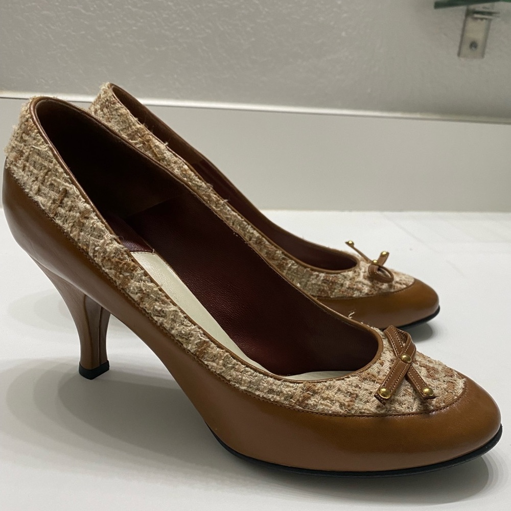 MARC JACOBS Tweed and leather pumps heels 38.5